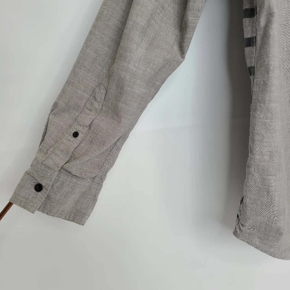American Rag Shirt Collar Long Sleeve Button-Down Gray Black Stripes X-Large_7